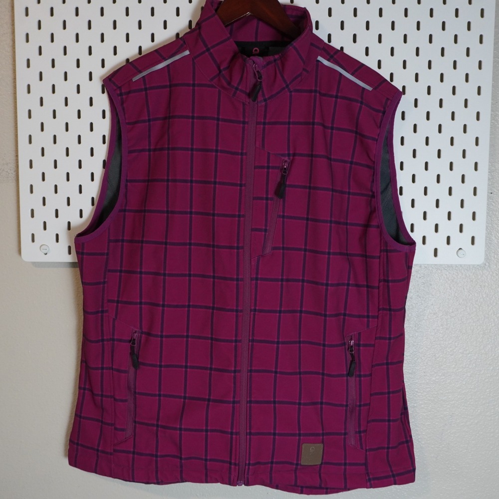 Little Donkey Andy Vest Womens‎ XXL Purple Plaid Sleeveless Full Zip
